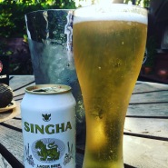 Chillin with an ice cold Singha poolside at the Sheraton